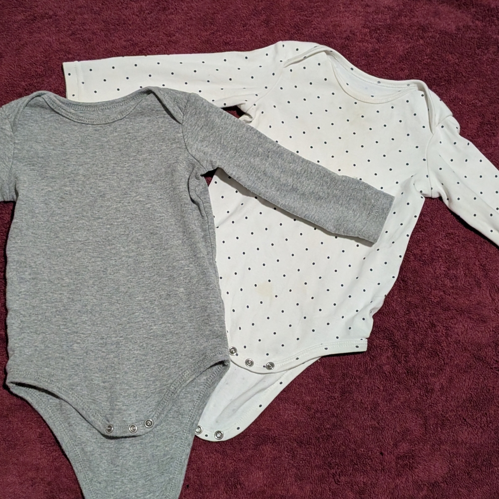 Gray and White Polka Dot Kids One Piece Set